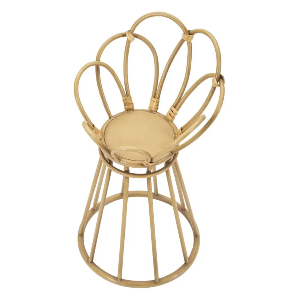 Runder, blütenförmiger Metallvasenhalter mit Rattan-Finish Mauro Ferretti
