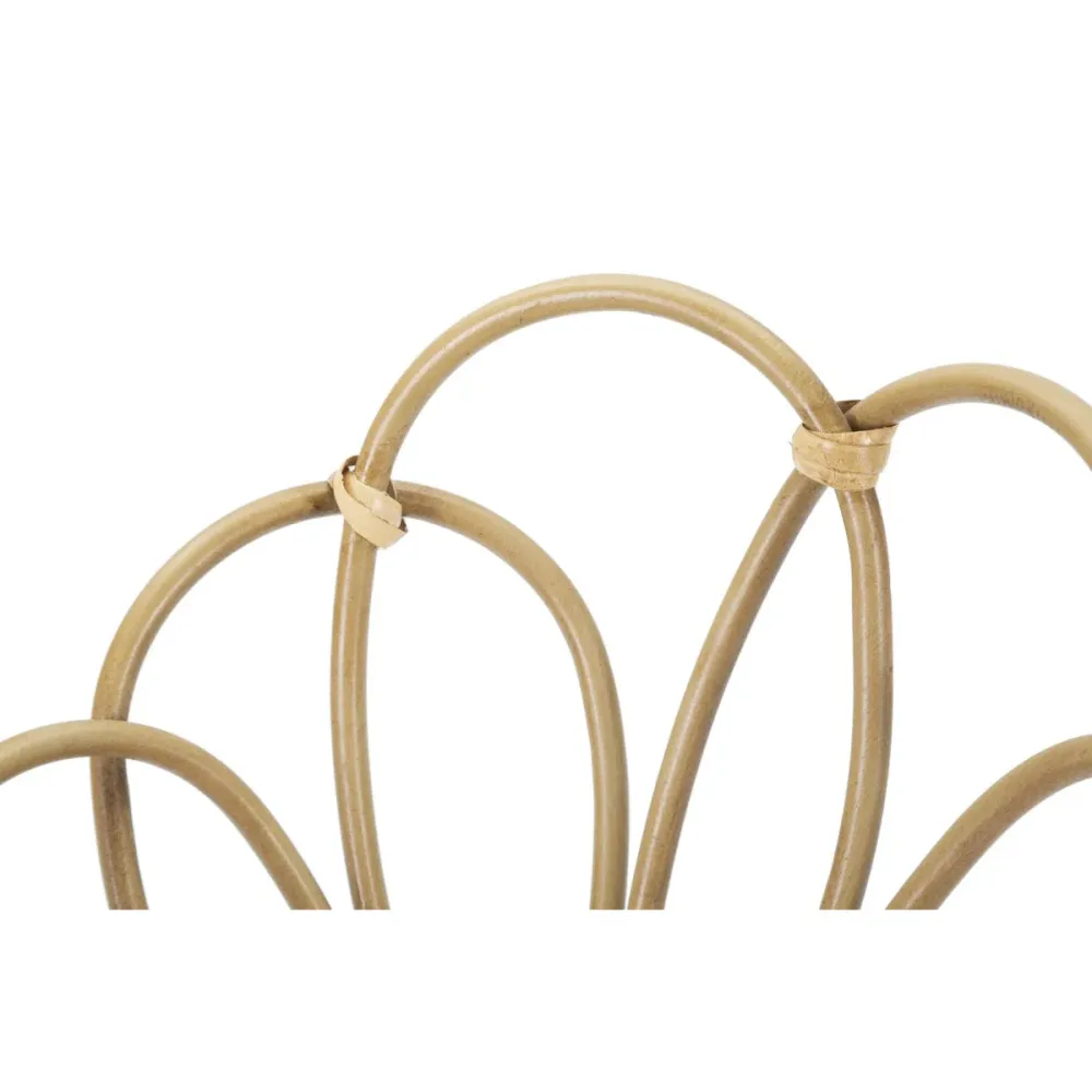 Runder, blütenförmiger Metallvasenhalter mit Rattan-Finish Mauro Ferretti
