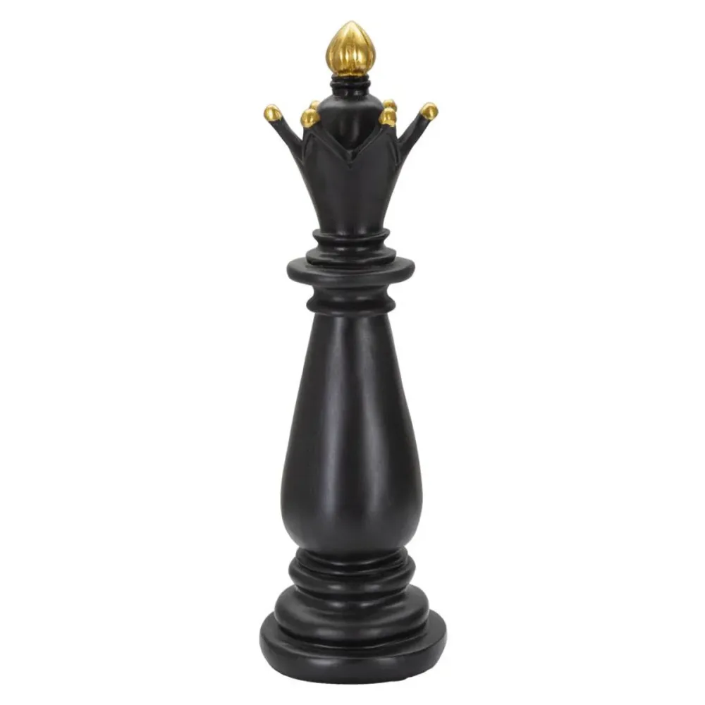 Schwarze Schachläufer-Skulptur mit goldenen Akzenten Mauro Ferretti