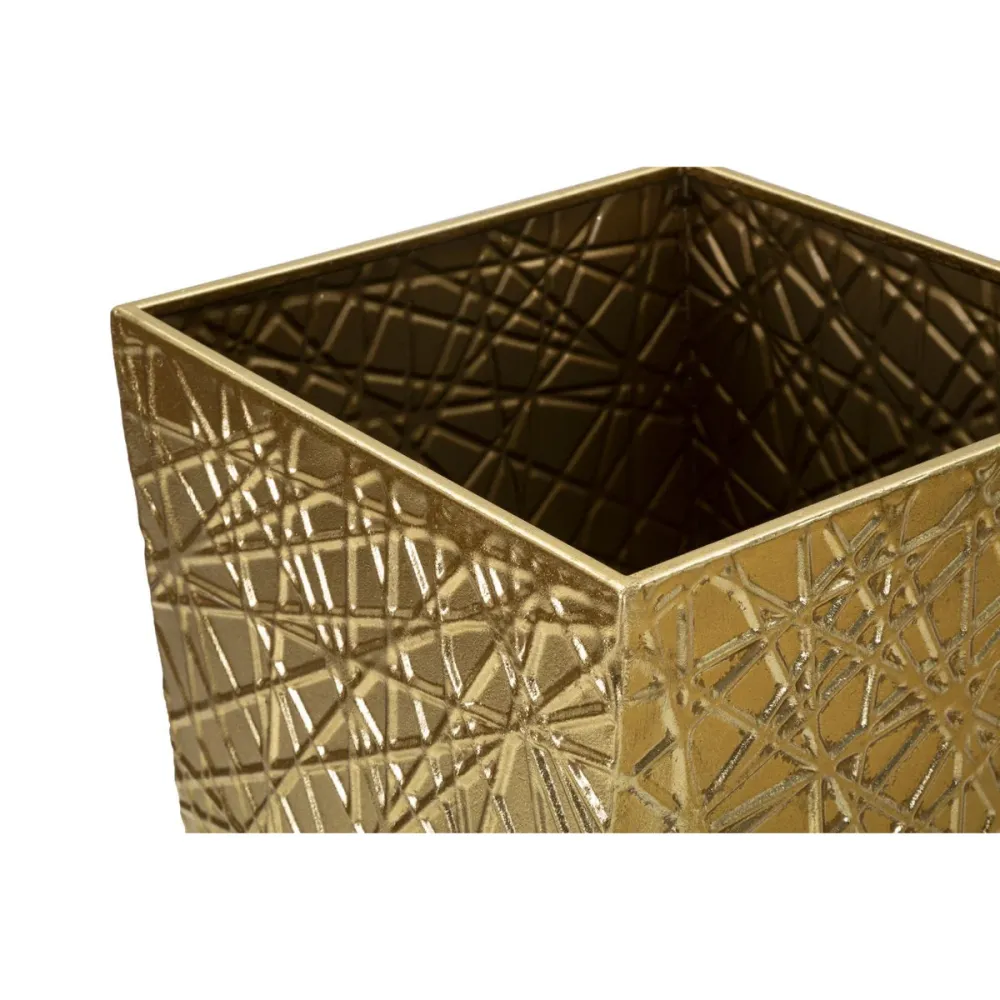 Set aus 2 eleganten goldenen Vasen mit linearer Reliefstruktur Mauro Ferretti