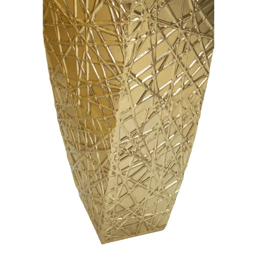 Set aus 2 eleganten goldenen Vasen mit linearer Reliefstruktur Mauro Ferretti