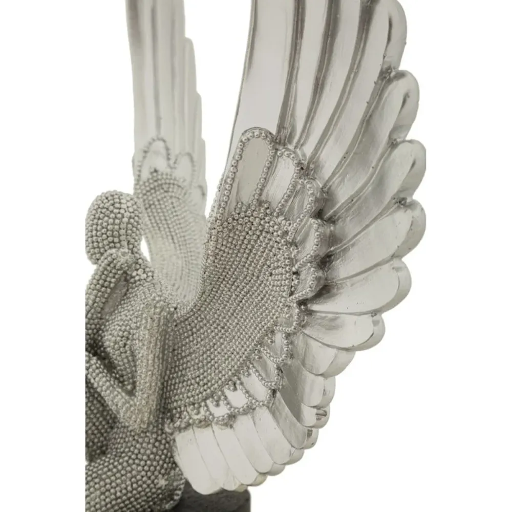 Silberne Flügelstatue – Elegante, von antiker Kunst inspirierte Dekoration Mauro Ferretti