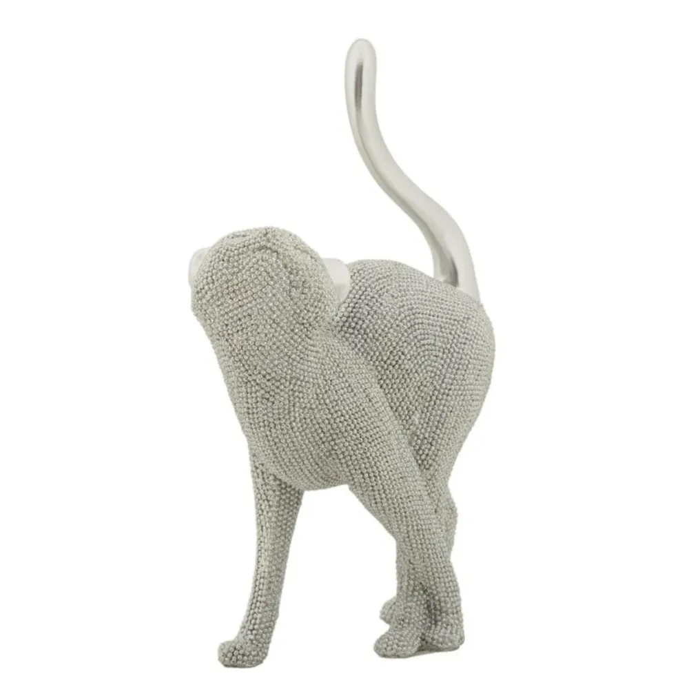 Silberne Katzenskulptur – Elegante, moderne Katzendekoration Mauro Ferretti