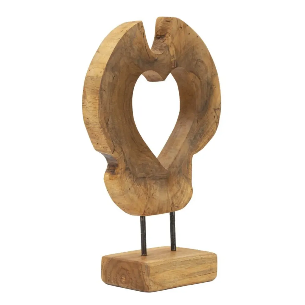 Skulptur aus recyceltem Teakholz mit Herzöffnung – Handgefertigte Naturkunst Mauro Ferretti