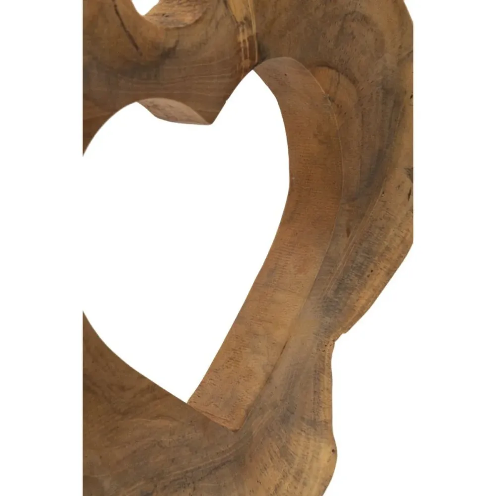 Skulptur aus recyceltem Teakholz mit Herzöffnung – Handgefertigte Naturkunst Mauro Ferretti