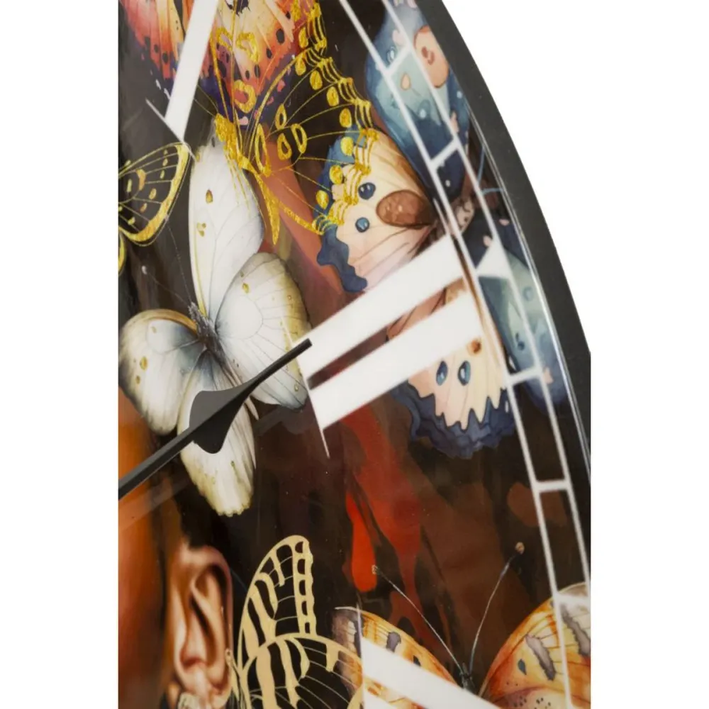 Wanduhr mit Schmetterlingsmotiv – Elegante, künstlerische Dekoration Mauro Ferretti