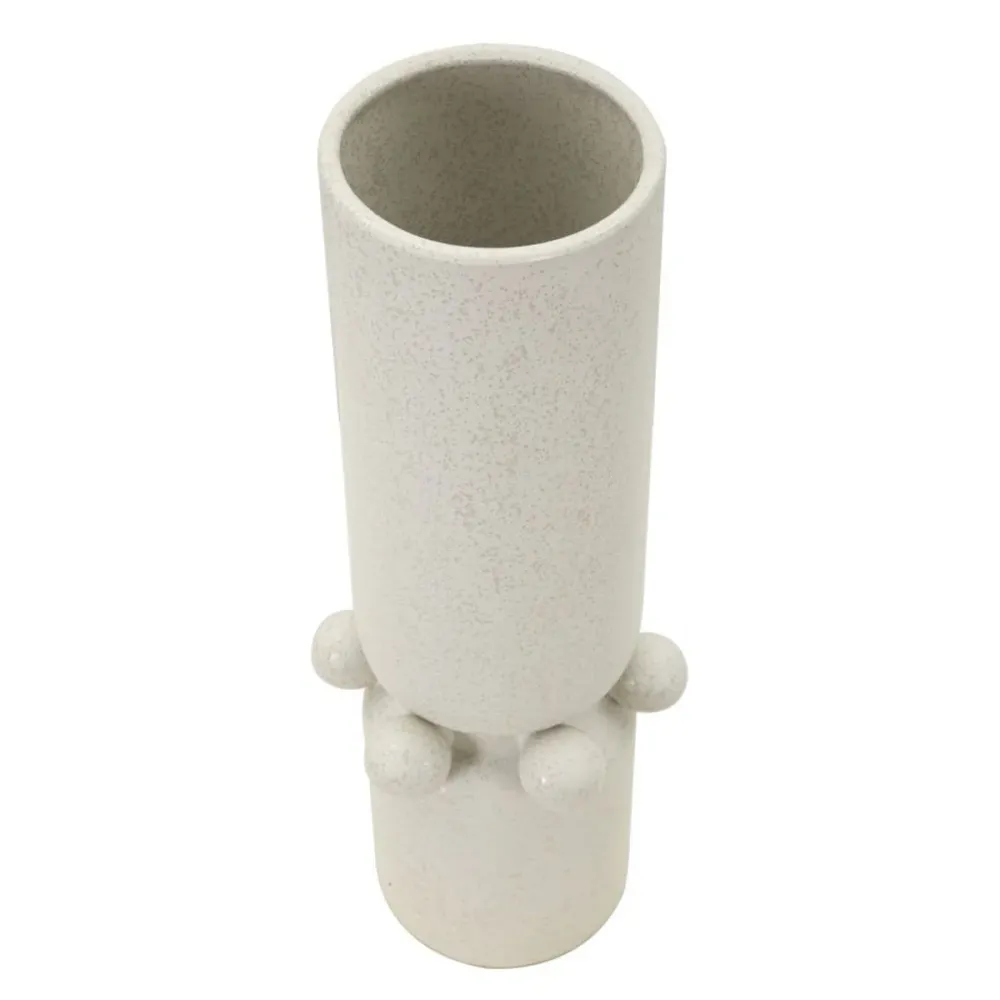 Weiße Keramikvase, verziert mit eleganten Kugeln Mauro Ferretti