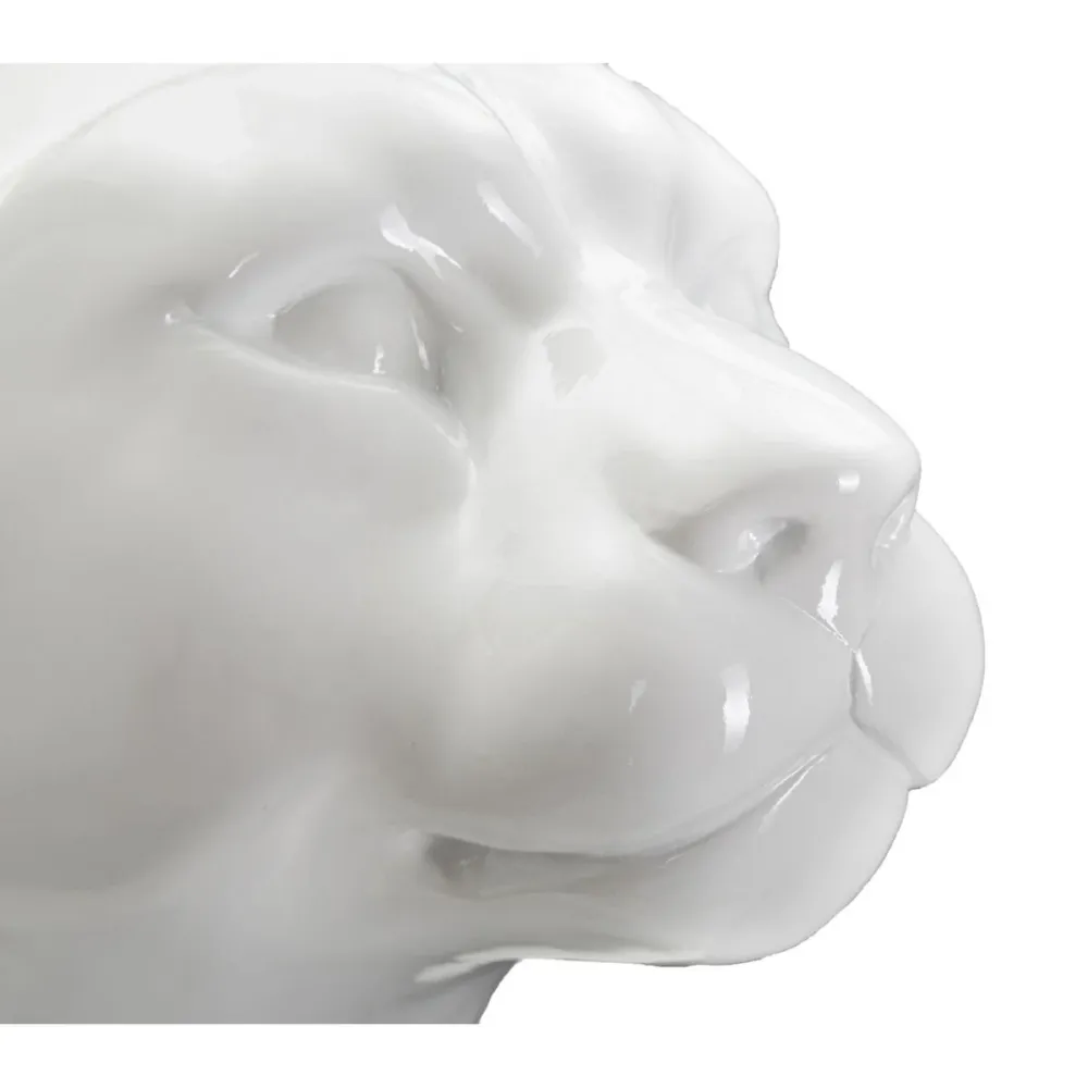Weiße sitzende Leopardenstatue mit weichen Linien Mauro Ferretti