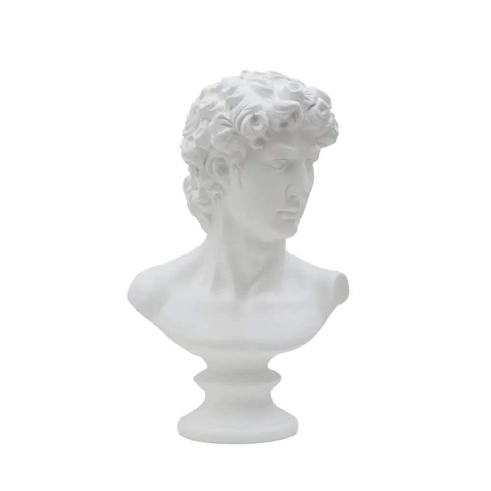 Weißer männlicher Kopf aus Polyresin – Klassischer Kunstakzent Mauro Ferretti