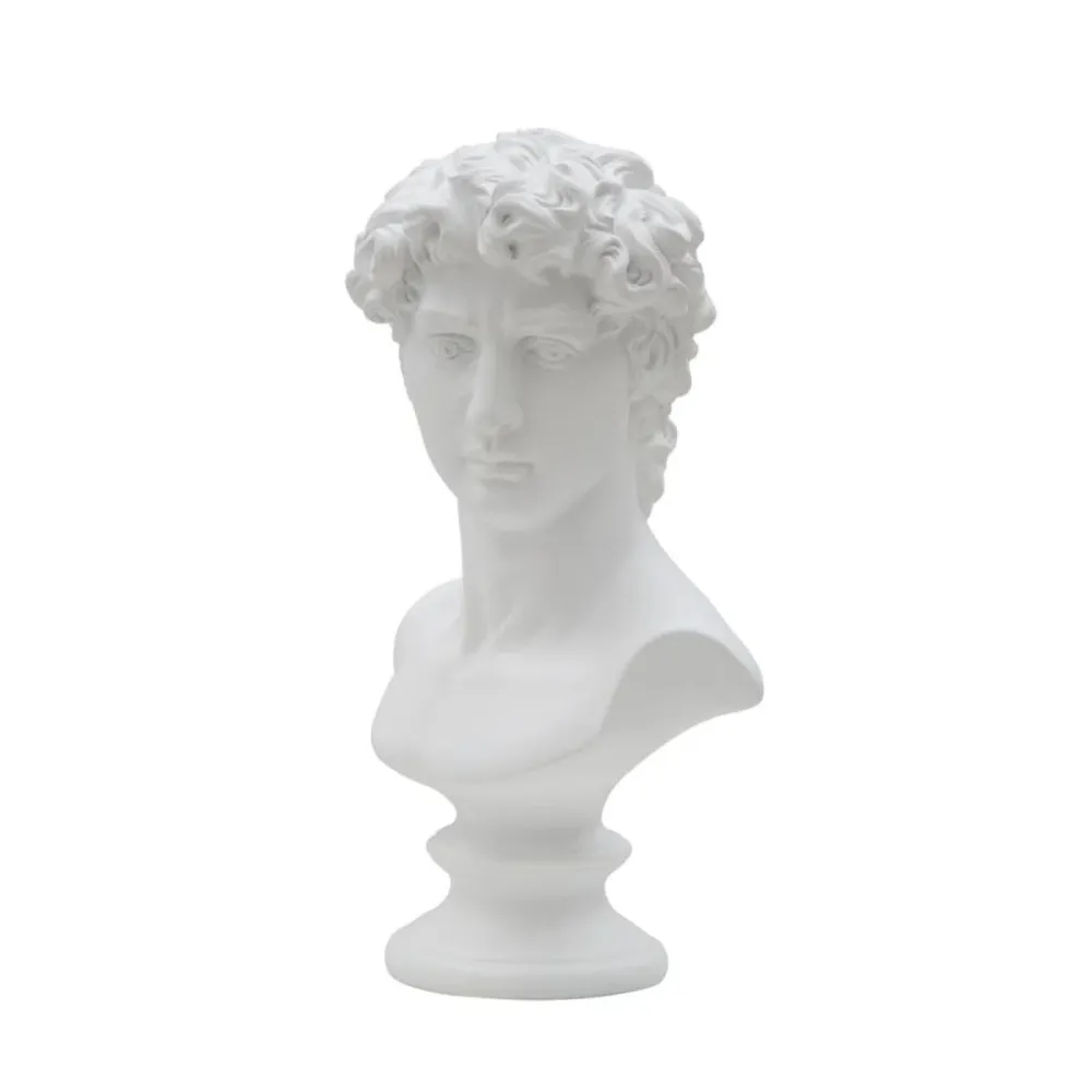 Weißer männlicher Kopf aus Polyresin – Klassischer Kunstakzent Mauro Ferretti