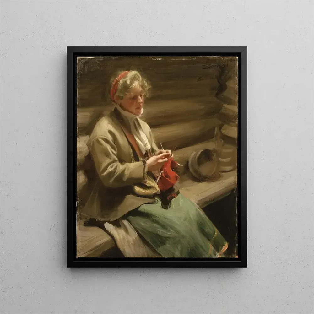 Mädchen aus Dalarna, die Kohl strickt - Anders Zorn | Kunstdruck