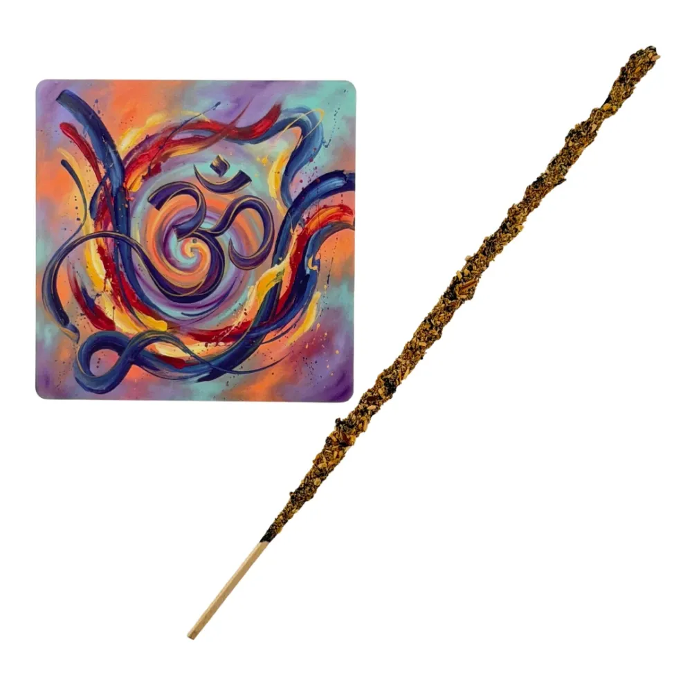 OM – Motiv 6 | Abstrakter Räucherstäbchenhalter aus Acryl - 10 × 10 cm