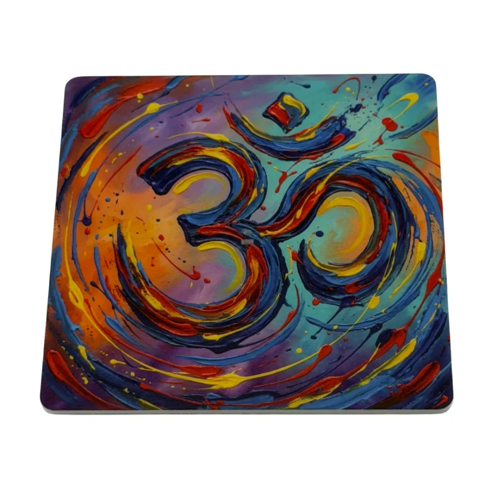 OM – Motiv 8 | Abstrakter Räucherstäbchenhalter aus Acryl - 10 × 10 cm