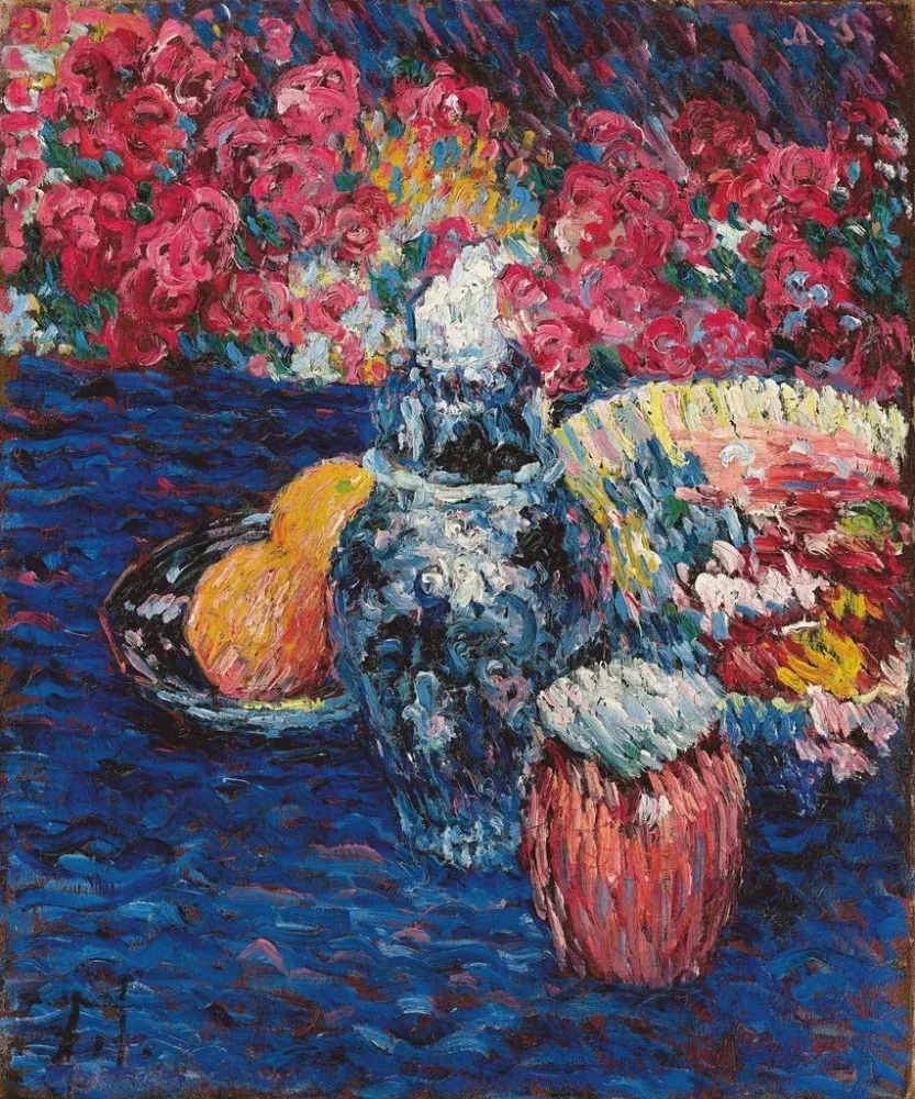 Naturstillleben mit Blumen und Früchten - Alexej von Jawlensky | Kunstdruck