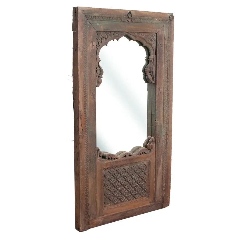 Orientalischer Wandspiegel Teak mit Schnitzereien