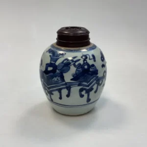 Orientalsk Kinesisk Vase / Ingefærkrukke med motiv i blå og hvid - Jiaqing perioden 1795-1820?