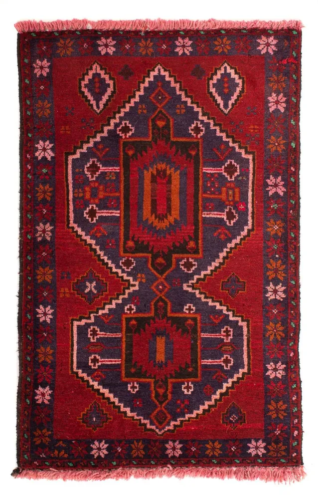 Orientteppich 125 x 87 cm - dunkelrot