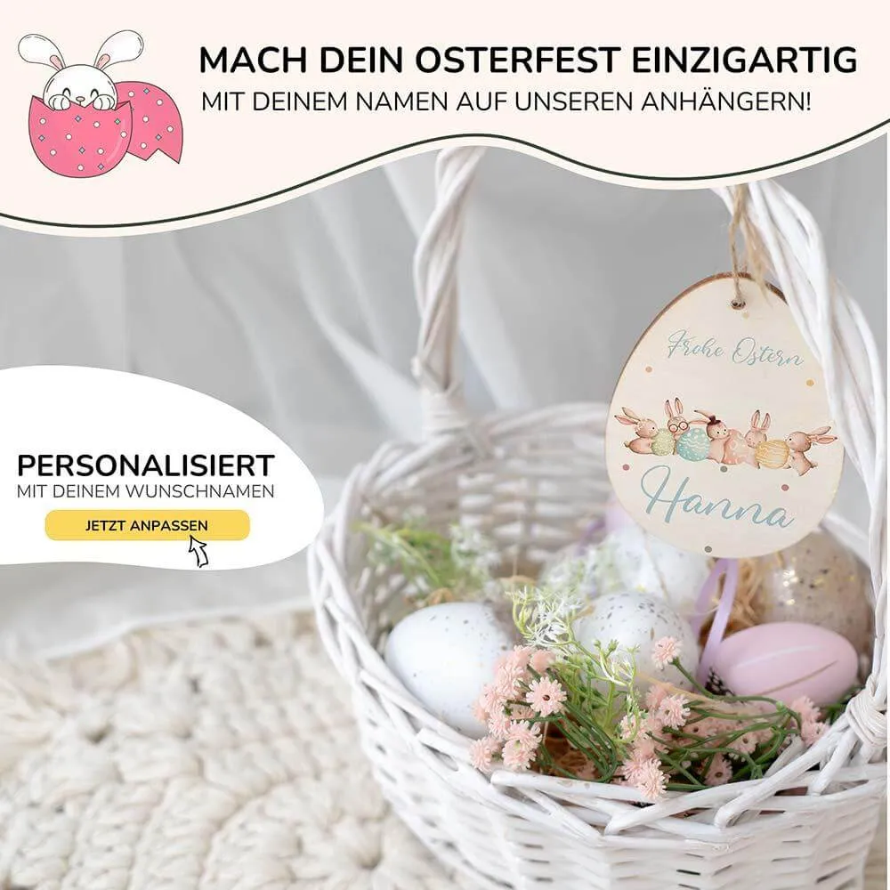 Osterei Holz, Osterdeko - Hasenglück
