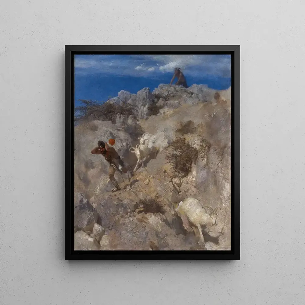 Pan-Effekt-Gemälde eines verängstigten und panischen Hirten - Arnold Böcklin | Kunstdruck
