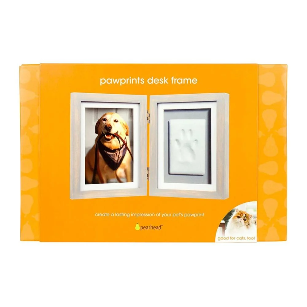 Pearhead ® 3D Pfotenabdruck-Bilderrahmen Set vintage grau