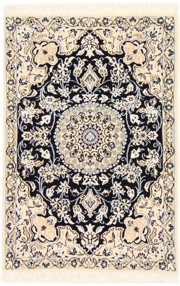 Perserteppich - Nain - Royal - 90 x 60 cm - dunkelblau