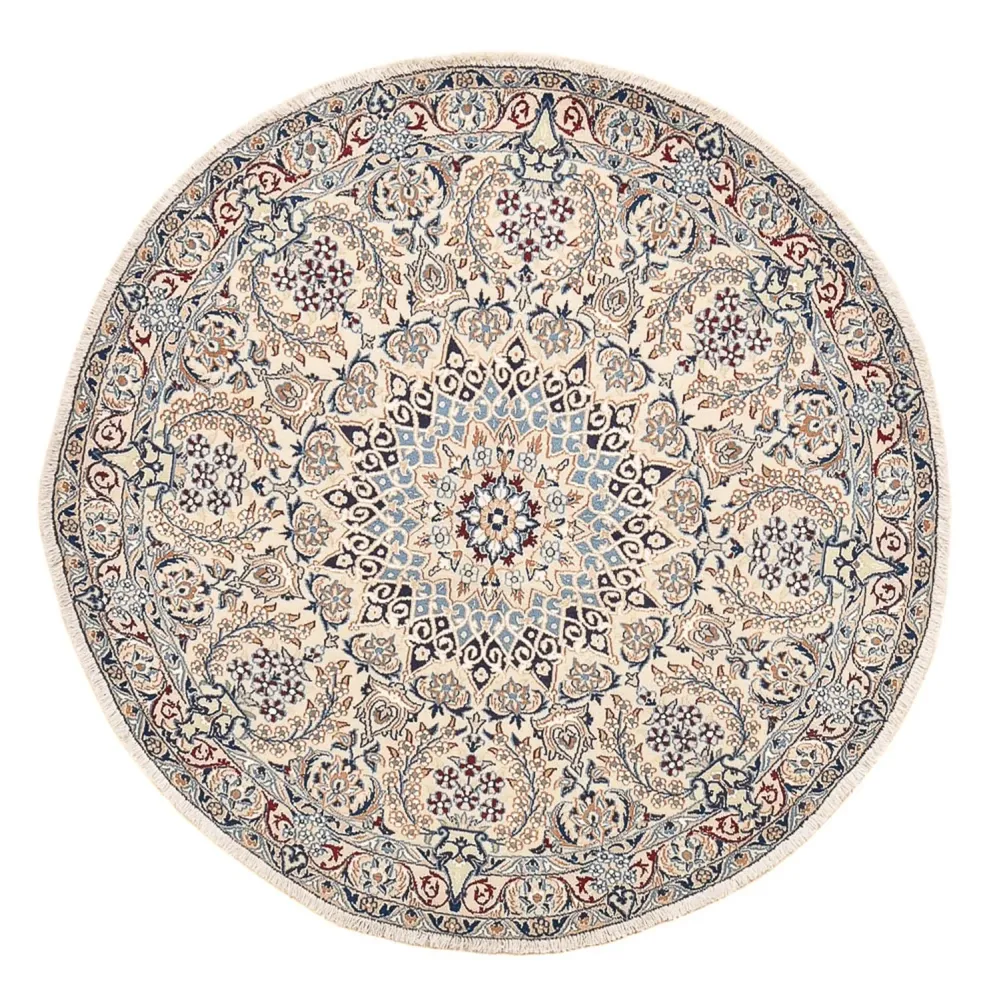 Perserteppich - Nain - Royal rund - 136 x 136 cm - grau