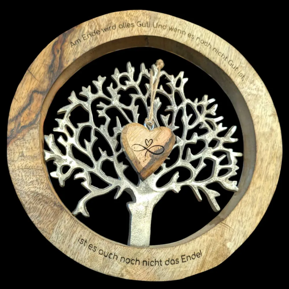personalisierte Wanddeko Lebensbaum 25cm im gravierten Holzrahmen