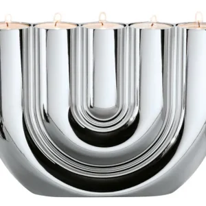 PHILIPPI Teelichthalter Double U Metall 22x4x15 cm silber