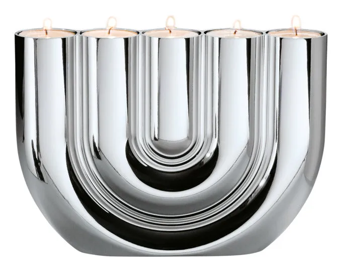 PHILIPPI Teelichthalter Double U Metall 22x4x15 cm silber