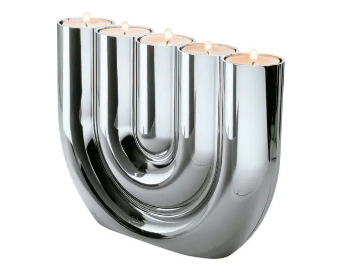 PHILIPPI Teelichthalter Double U Metall 22x4x15 cm silber