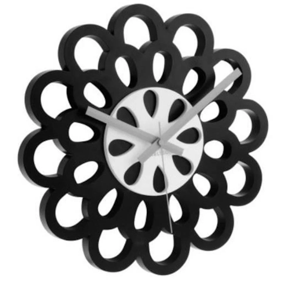 Presenttime Wanduhr Flower schwarz