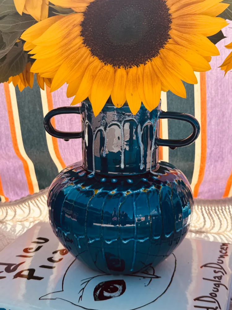 Psychodelic Vase "Vintage Vibes" - one Kind - 23cm - Einzelstück
