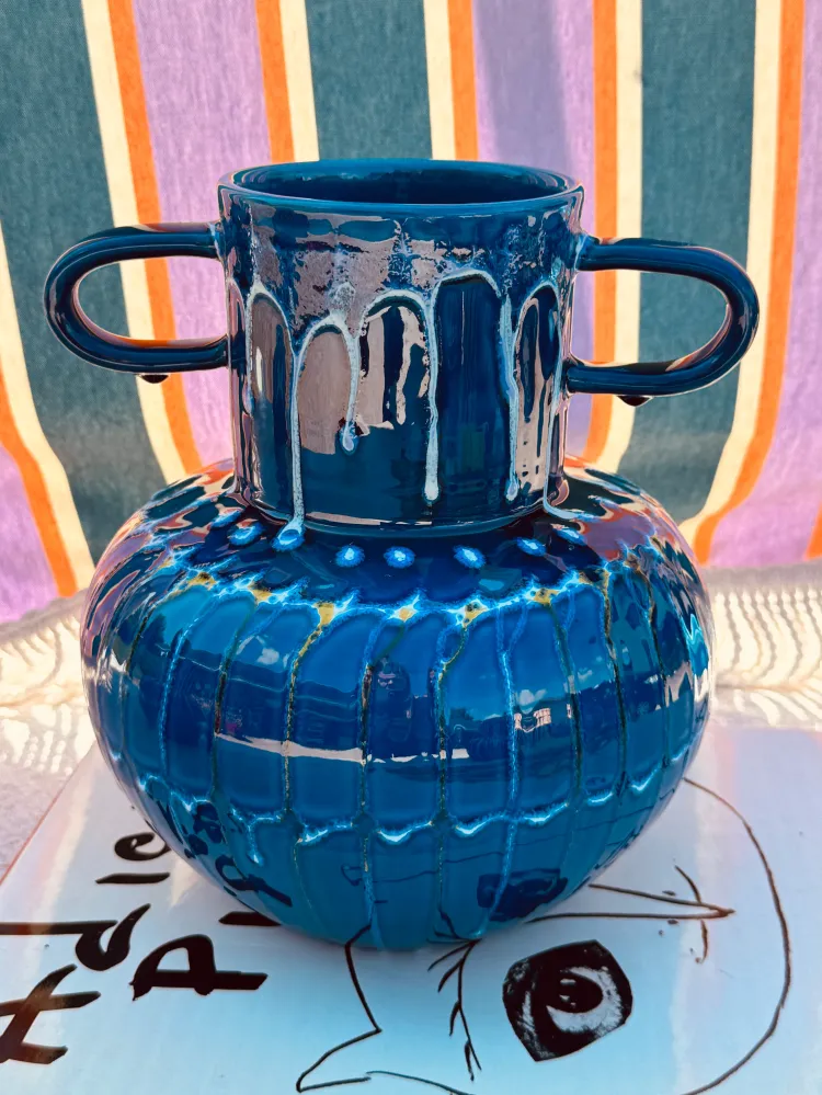 Psychodelic Vase "Vintage Vibes" - one Kind - 23cm - Einzelstück