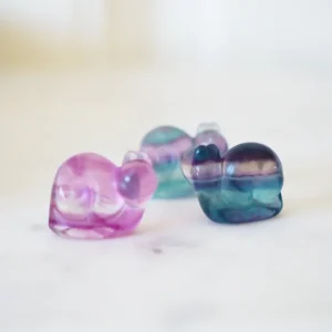 Regenbogen Fluorit Schnecke Gravur . Mini Carving ca. 1.5 cm - aus China