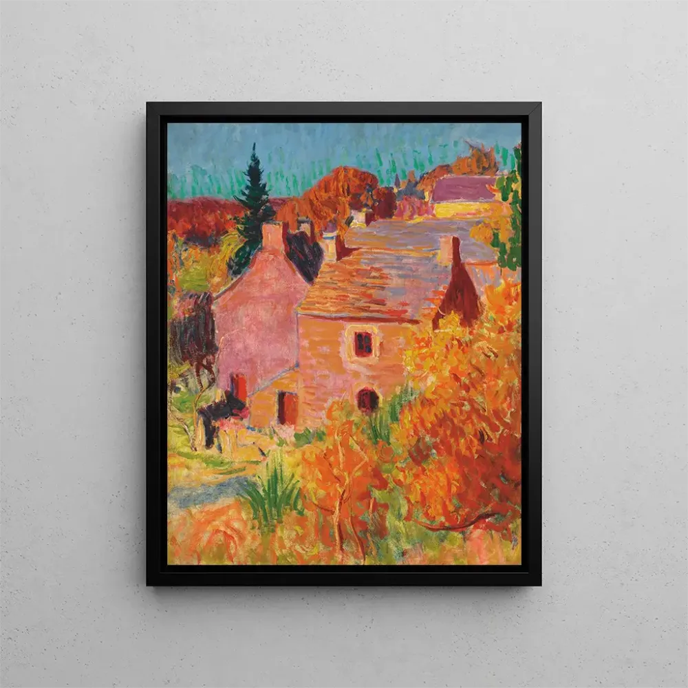 Roderic O'conor | Kunstdruck des roten Häuser-Gemäldes Pont - Aven