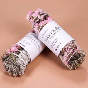 Räucherbündel Weißer Salbei & Sinuata-Blume rosa