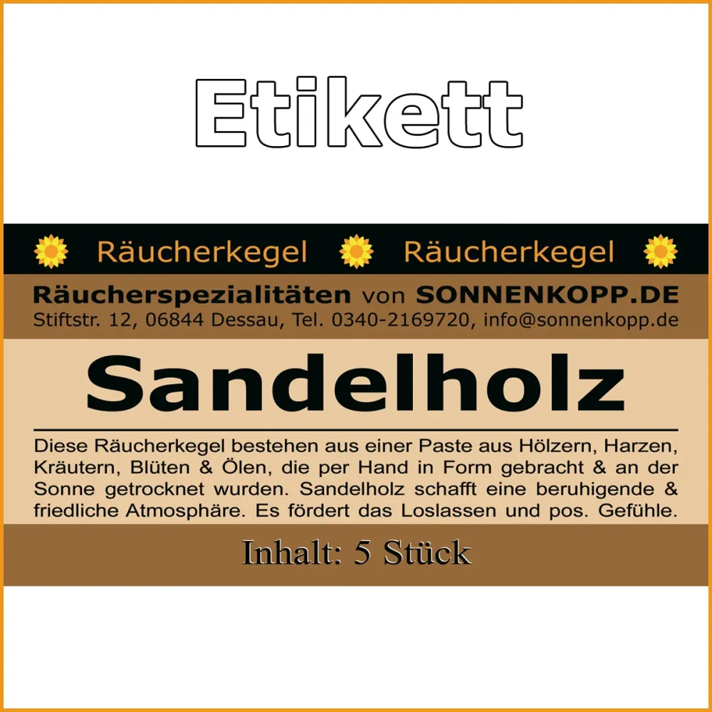Räucherkegel SANDELHOLZ - kleine Packung (5 Stück)