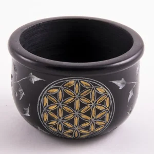 Räucherschale Blume des Lebens schwarz - gold