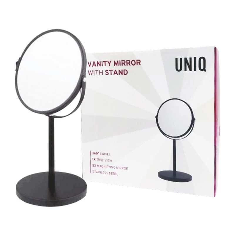 Schminkspiegel UNIQ – Schwarz mit Standfuß