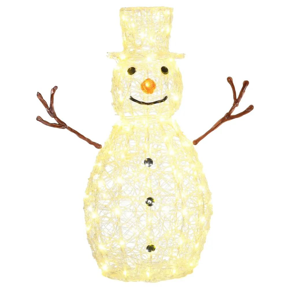 Schneemann Weihnachtsdeko mit LED-Beleuchtung warmweiß, 90cm