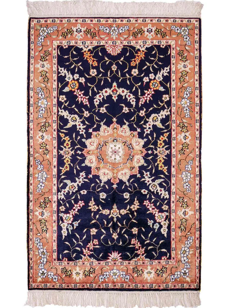 Seidenteppich - China Seide - 123 x 78 cm - dunkelblau