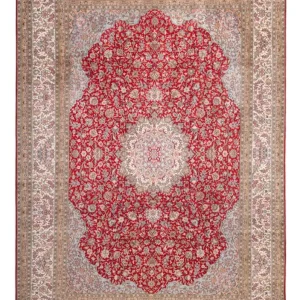 Seidenteppich - Kaschmir Seide - 303 x 220 cm - rot