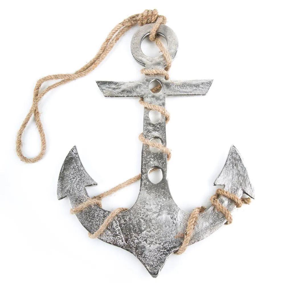 Silberfarbener Anker aus Metall zum Aufhängen - 19 cm - als maritime Wanddeko