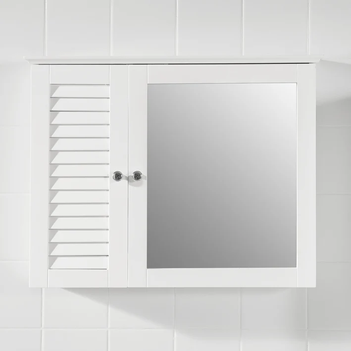 SoBuy | Spiegelschrank | Hängeschrank mit Spiegeltür | Badschrank Weiß | BZR55-W