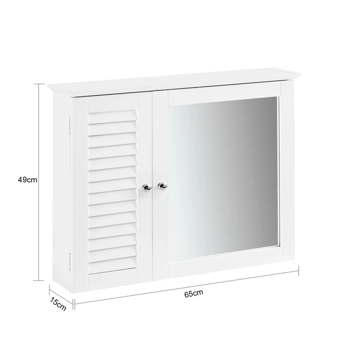 SoBuy | Spiegelschrank | Hängeschrank mit Spiegeltür | Badschrank Weiß | BZR55-W