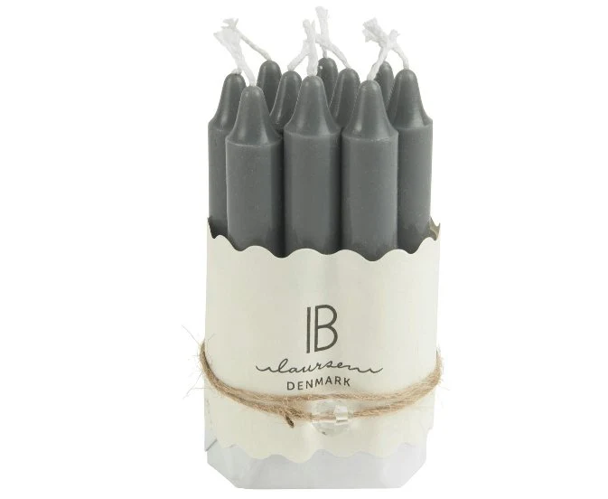 Stabkerzen Pack à 10 Stück dunkelgrau