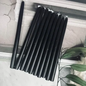 Stabkerzen 10 Stk. - Schwarz 20 cm