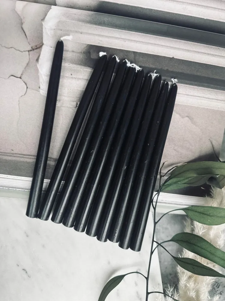 Stabkerzen 10 Stk. - Schwarz 20 cm