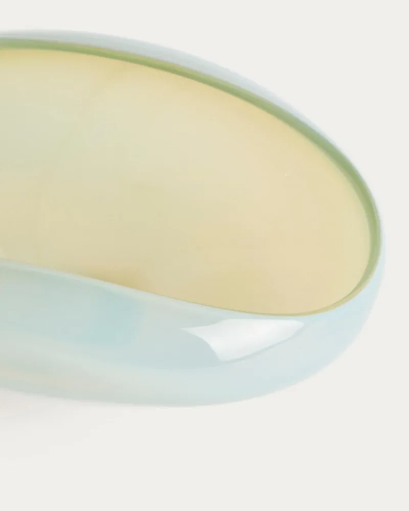 Tafelaufsatz Nodila aus weissem Glas, 23 x 16,5 cm