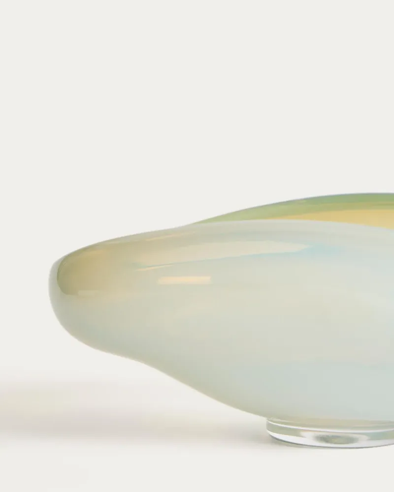 Tafelaufsatz Nodila aus weissem Glas, 23 x 16,5 cm